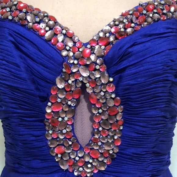 NWT Sherri Hill Dress Size 4 Royal Purple Cut Out Rhinestones Crystal Style 2944 - Picture 4 of 10